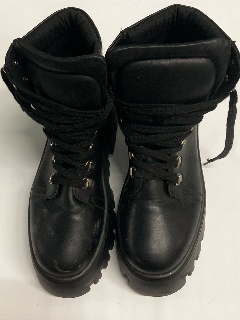Chunky Black Lace-Up Combat Boots
